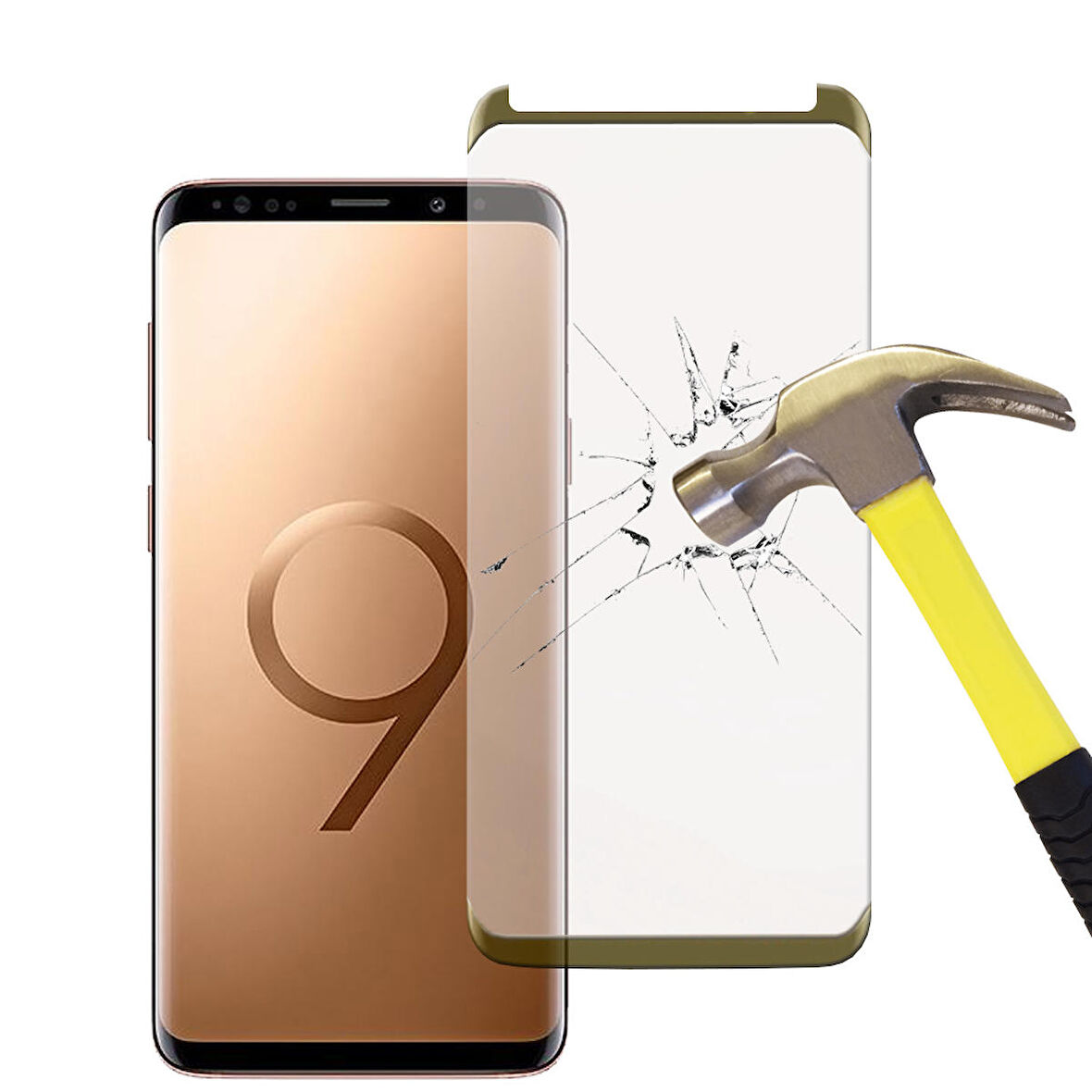Samsung Galaxy S9 Plus Tam Kaplayan Kavisli Cam Ekran Koruyucu